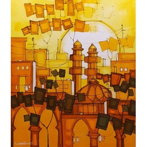 Salman Farooqi, 24 x 30 Inch, Acrylic on Canvas, Cityscape Painting, AC-SF-402